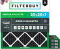 Filterbuy 20x20x1 Air Filter MERV 8 Odor & Allergy Defense with Activated Carbon (4-Pack), Electrostatic Pleated HVAC AC Furnace Filters Replacement, Made in USA (Actual Size: 19.50 x 19.50 x 0.75)