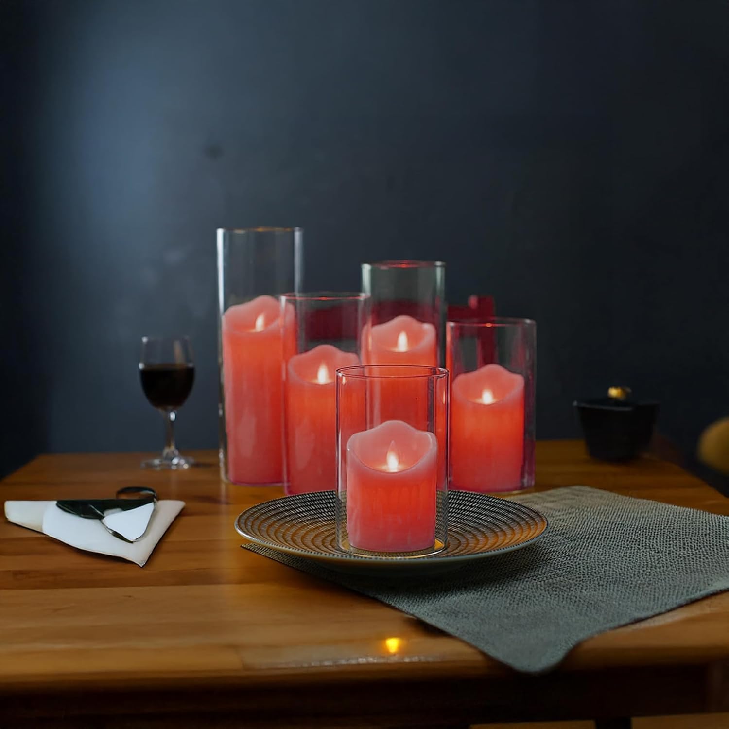 WGVI Hurricane Candle Holder Sleeve, Wide 3", Height 10", Clear Glass Cylinder Candleholder, Chimney Tube, Open Ended Candle Shade, 6 Pieces Bulk