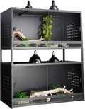 PVC Reptile Enclosure 48" x 24" x 24" Space Efficient Reptile Terrarium 120 Gallon Large Tank for Bearded Dragon Lizard Snake, Wide Breeding Vivarium Area with Sliding Doors Lock (2pcs-Black Panels)