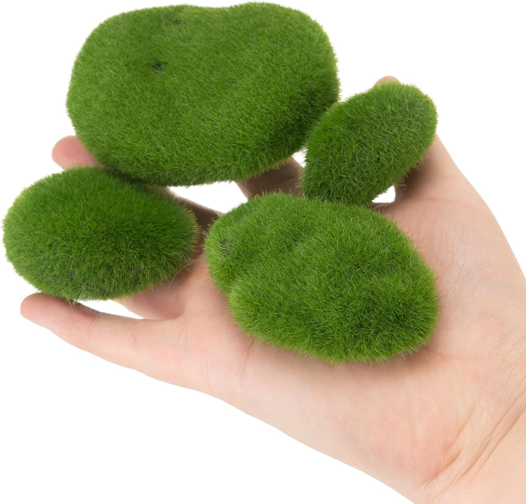 60 PCS 5 Size Artificial Moss Rocks Decorative, Green Moss Covered Stones, Fake Moss Ball Decor for Floral Arrangements, Fairy Gardens and Crafting