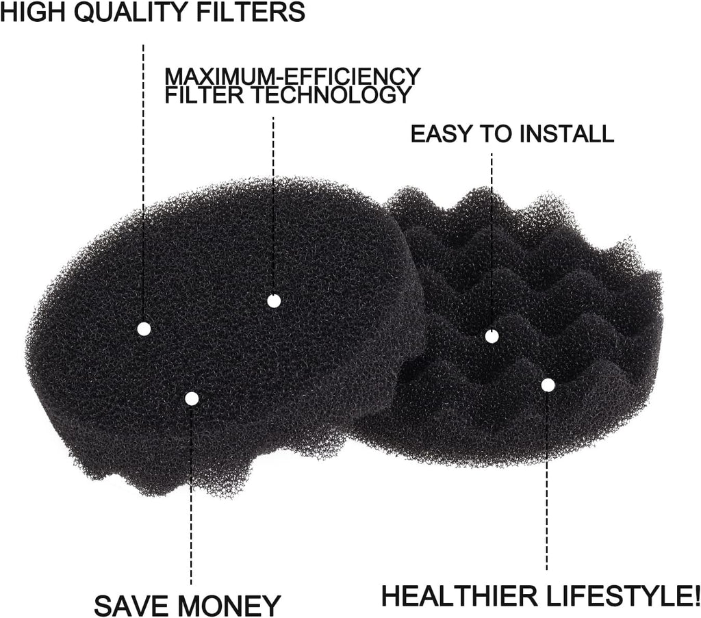 Swess 8Pack Foam Filter Pads, FX4 Filter Media Compatible with Fluval FX4/FX5/FX6 Canister Foam & FX6 Carbon Filter Pads Replacement, Aquarium Filter Accessories (6.69 x 6.69 x 1.57 Inch, Black)