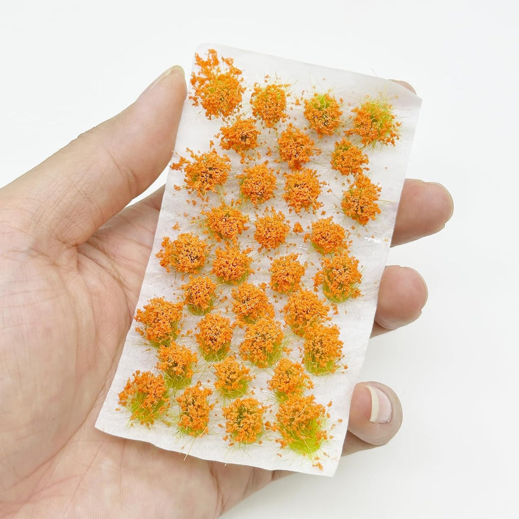 Cayway 128 PCS Static Flower Tufts Miniature Flower Cluster Static Grass Tufts for Model Train Railroad Scenery DIY Miniature
