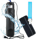 COOSPIDER Aquarium Filter Sun JUP-01 for 40-80 Gallon Tank Clear, U-V Fish Tank Green Clean Machine Submersible Pump w/ 1 Spare Bulb + 2 Replace Filter