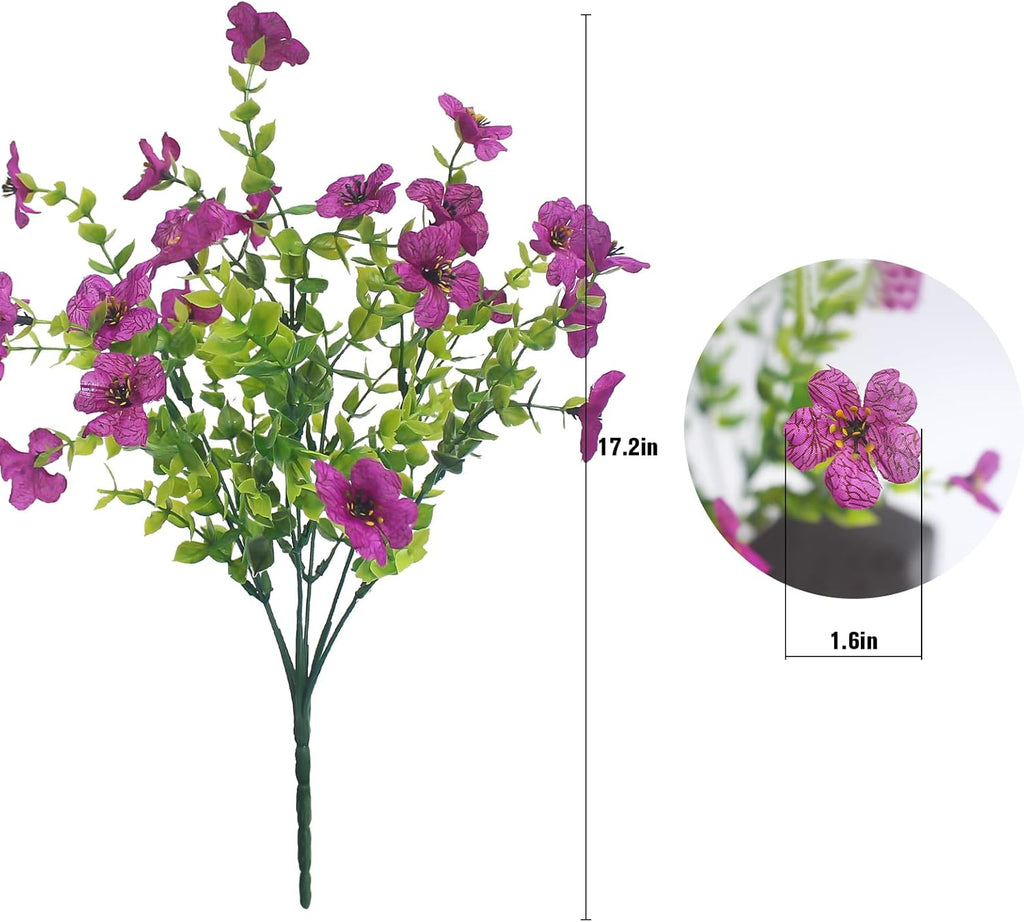 Rose Red Artificial Outdoor Flowers 12 Bundles Silk Fake Daisy Romantic Fake Plants Stems for Garden, Pergola, or Outdoor Party Decor Outside(Purple Daisy)
