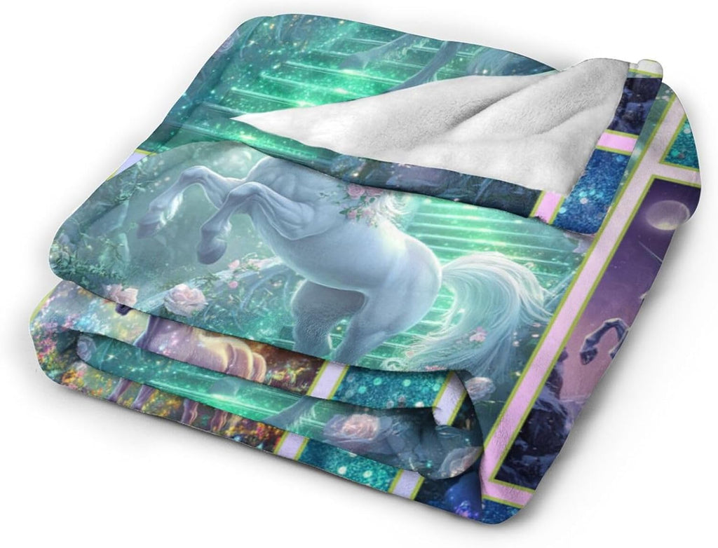 Unicorn Blanket Unicorn Throw Blanket Flannel Stuff Merch Cozy Decor Fleece Plush Fuzzy Warm Soft Lightweight Bedding Gifts for Lover Girls Women Men Boy Couch Sofa 60"X50"