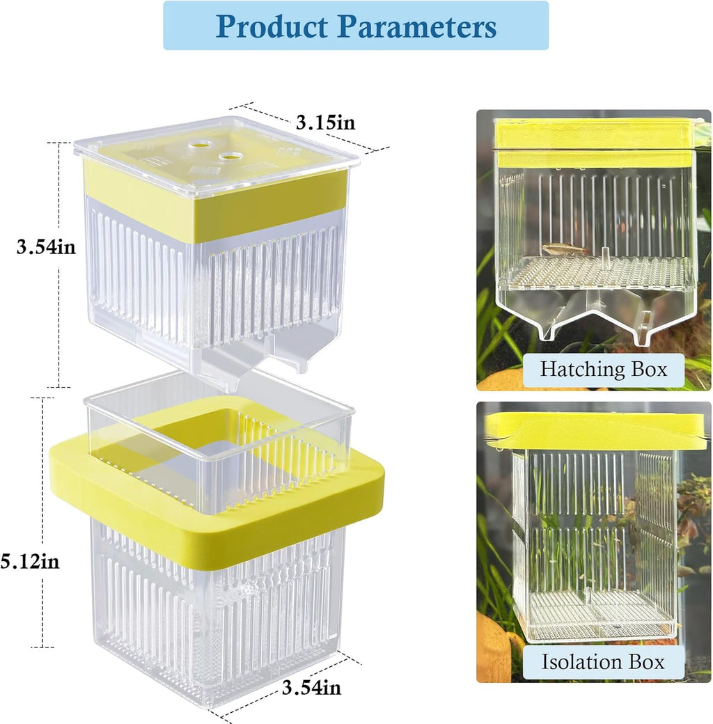 Floating Breeding Box for Fish Tank, Hatchery Incubator and Isolation Box Accessory, Fish Breeding Box with Divider for Baby Fish Shrimp Betta and Guppy