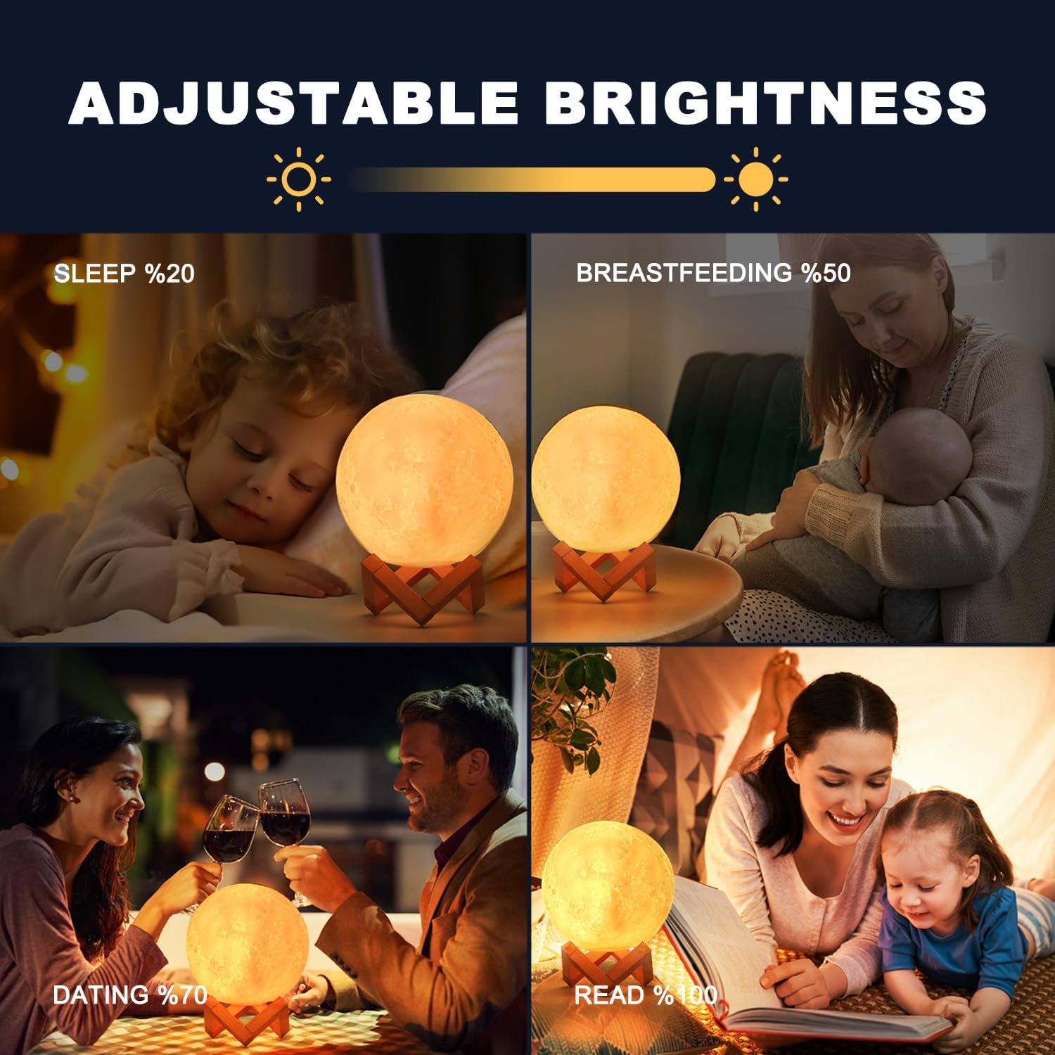 Moon Lamp Upgrade 16 Colors, Moon Light Gifts for Girls Boys Kids Women Birthday, Teen Gifts Trendy Stuff, Cool Astronomy Gifts, Shelf Decor, Remote & Touch Control Moon Night Light, Diameter 4.8 inch
