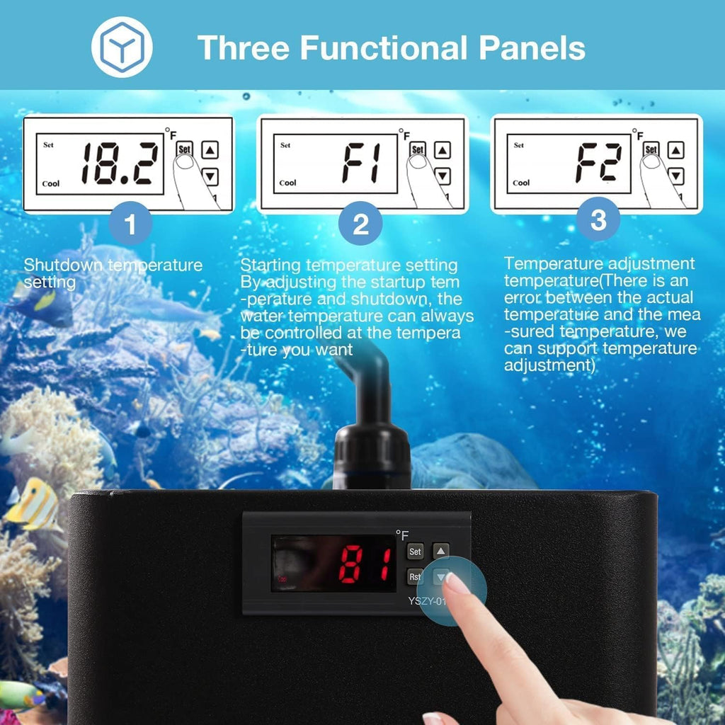 Aquarium Chiller, 79 gal 1/3 HP 300L Water Chiller for Cold Plunge, Hydroponic Cooler Fish Tank Cooling System for Axolotl Coral Reef Shrimp with Pump and Pipe