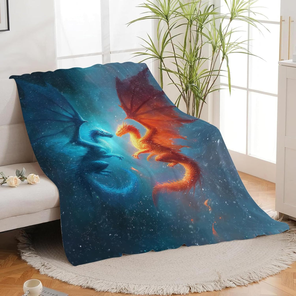Dragon Throw Blanket Dragon Stuff Gifts for Kids Girls Boys Adults Women Men Soft Cozy Warm Plush Fluffy Fuzzy Fleece Blanket Decor 50''X60''