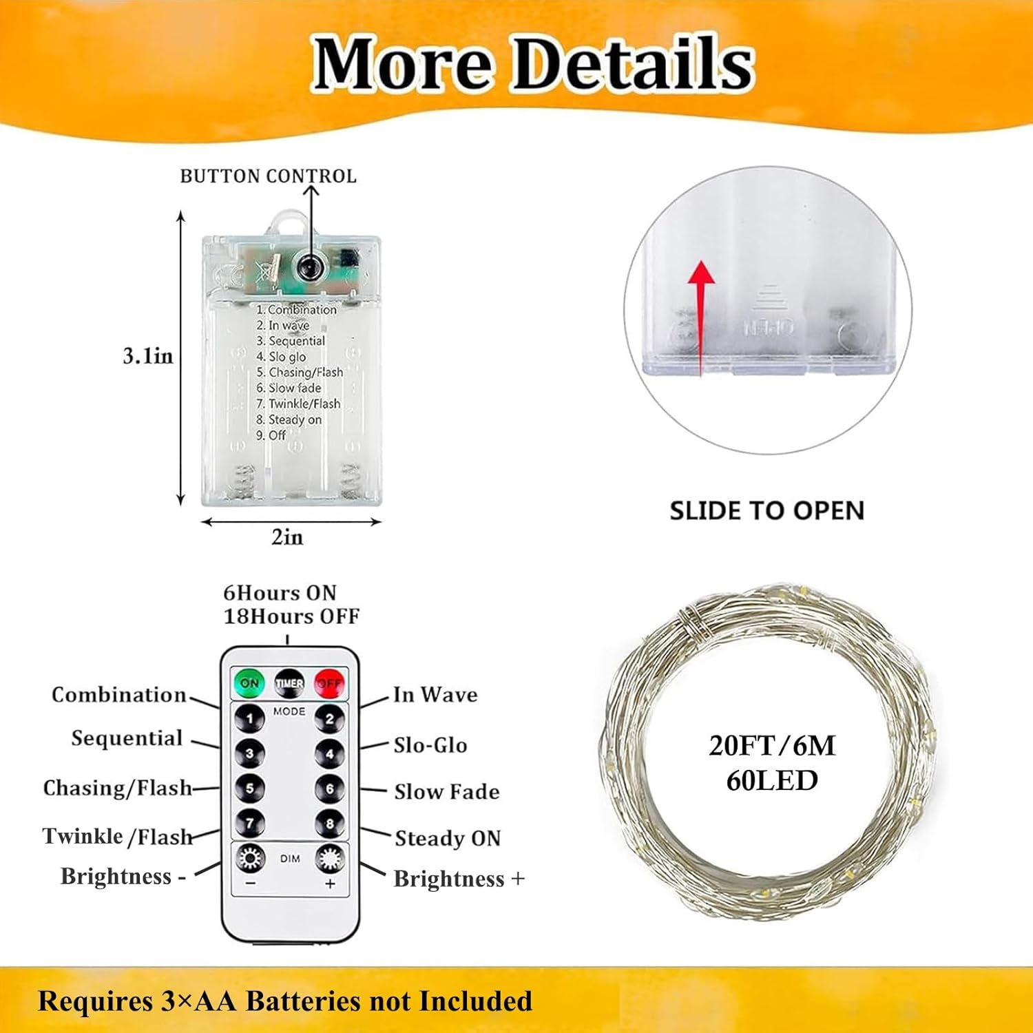 2 Pack Total 40FT 120LED Fairy Lights Battery Operated with Rmote, Waterproof Twinkle Lights with Timer Indoor Outdoor, Cuttable String Light for Bedroom, Classroom, Wedding, DIY, Christmas Decor