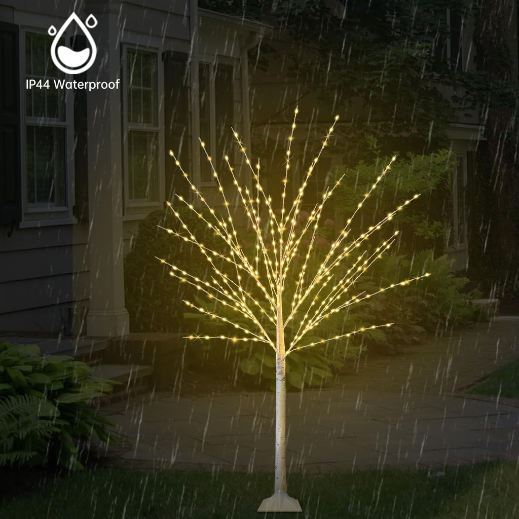 4FT Lighted Birch Tree, Birch Tree with 400 LED Lights, 8 Twinkling Modes and Timer, Dimmable, Light Up Twig Christmas Tree for Indoor Outdoor Home Party Garden Wedding Decorations