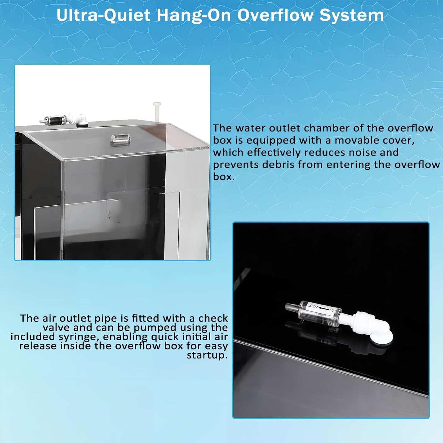 Inlet Overflow Box, Quality Acrylic Self Start Siphon Hang On Overflow Box for Fish Tank Aquarium