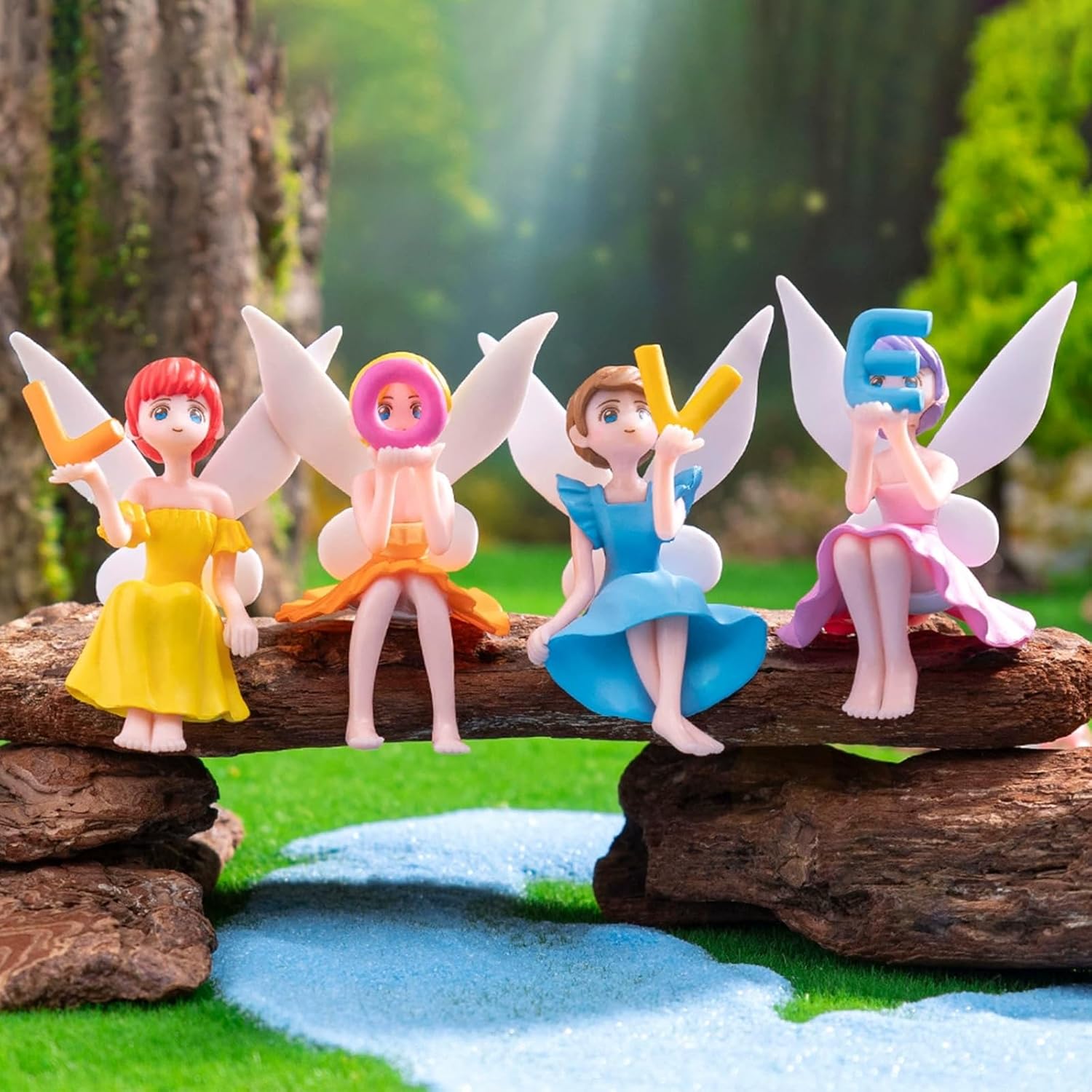 8pcs Fairy Garden Accessories, Mini Fairy Figurines Well-Designed & Handcrafted for Garden Decor Outdoor, Landscape Decor, DIY Craft, Dollhouse, Succulents & Home Decoration