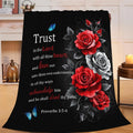 Christian Blanket Bible Verse Throw Blanket Red Rose Inspirational Religious Spiritual Gifts for Girls Boys Kids Adults Women Men Soft Cozy Plush Fluffy Fuzzy Fleece Blanket Decor 40''X50''