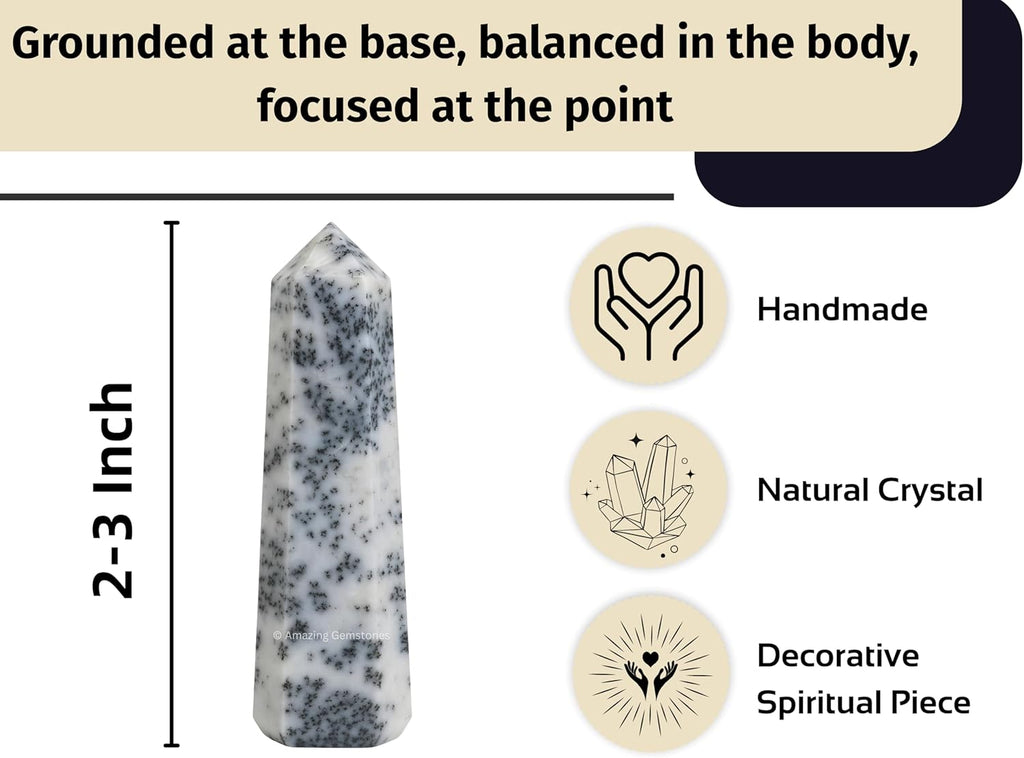Amazing Gemstone Dendrite Opal Crystal Towers - Natural Healing Crystal Point Obelisk for Reiki Healing and Crystal Grid (2 Inch to 3 Inch)