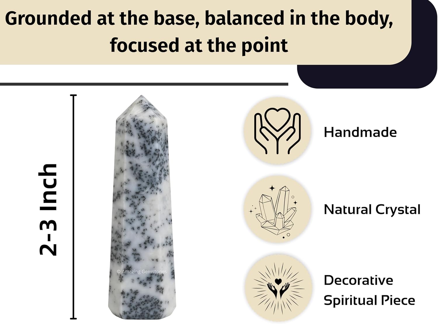 Amazing Gemstone Dendrite Opal Crystal Towers - Natural Healing Crystal Point Obelisk for Reiki Healing and Crystal Grid (2 Inch to 3 Inch)