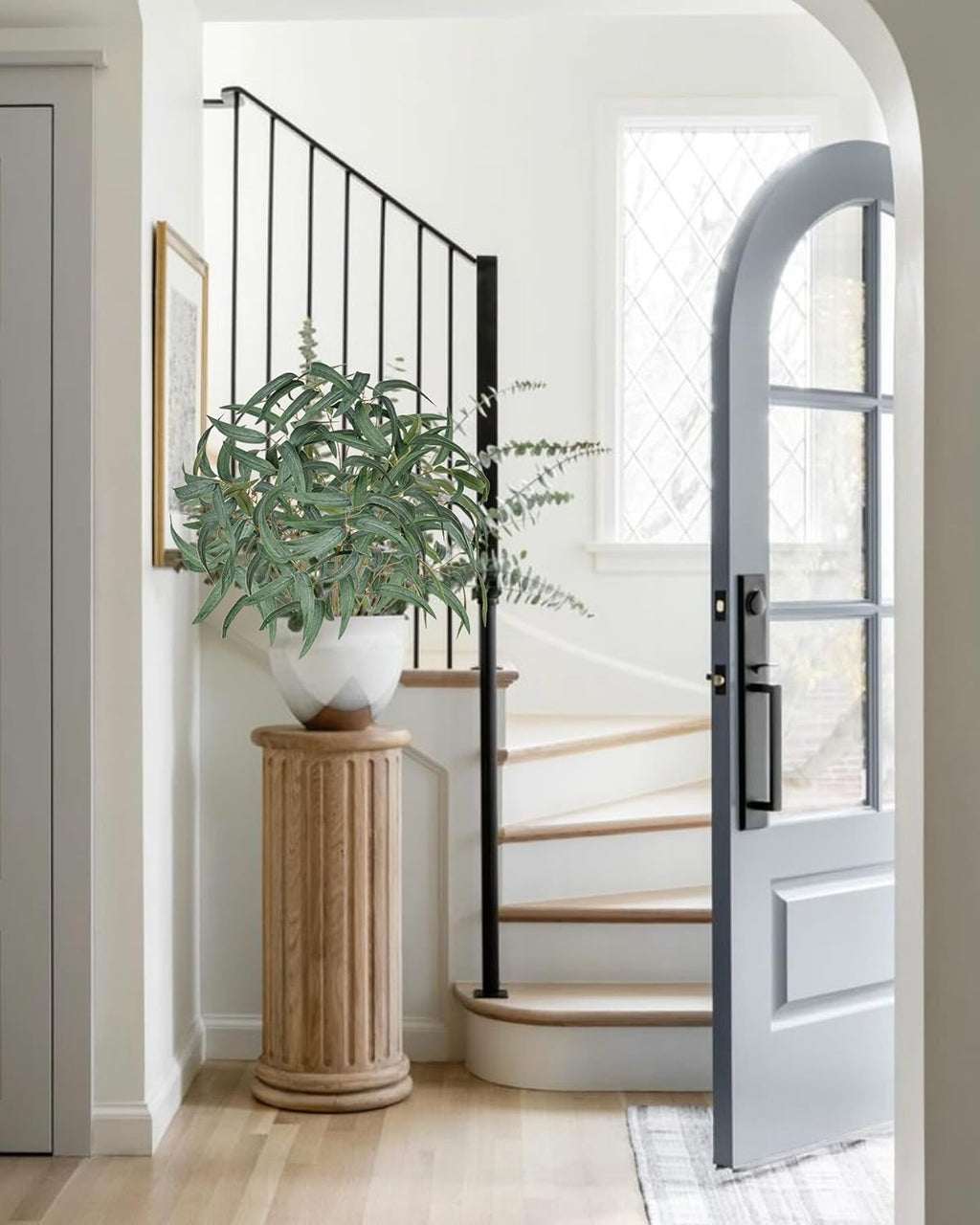 Briful Artificial Eucalyptus Willow Branches 33'' Tall Fake Eucalyptus Stems Arrangement, Realistic Faux Greenery Stems, Indoor Plant, Home Housewarming Farmhouse Porch Vase Decor, Set of 6