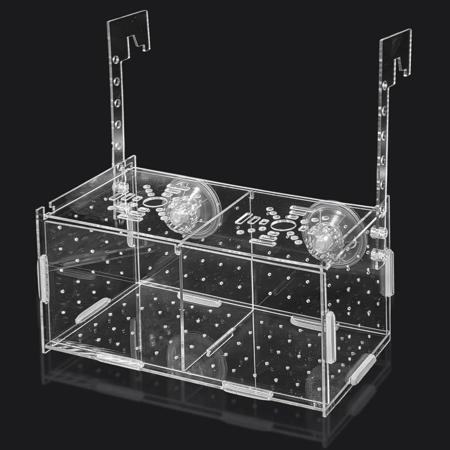 PINVNBY Acrylic Fish Breeding Box，Guppy breeding Box Acrylic Fish Isolation Box Aquarium Incubator with Suction Cups for Guppy Shrimp Small Baby Fishes（7.87 x 3.9 x 3.9 in）
