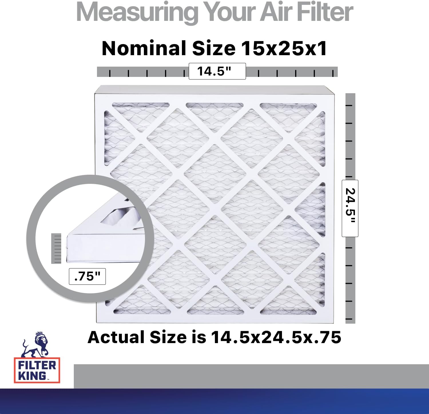 Filter King 15x25x1 Air Filter | 4-PACK | Carbon MERV 8 HVAC Pleated A/C Furnace Filters | MADE IN USA | Actual Size: 14.5 x 24.5 x .75"