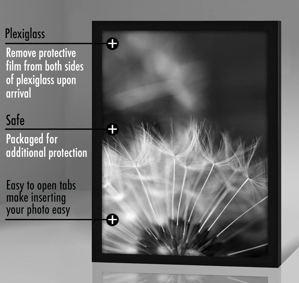 Americanflat 24x32 Poster Frame with Polished Plexiglass - Black Picture Frame - Wide Photo Frames Made of Engineered Wood for Vertical or Horizontal Wall Display - Epic Collection - Black