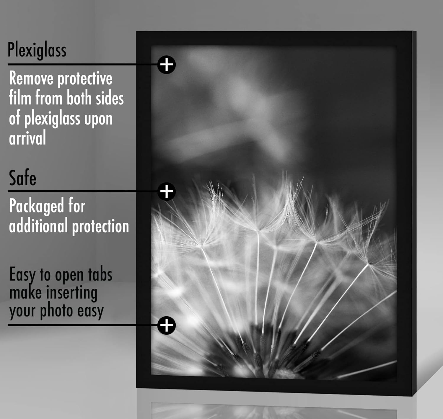 Americanflat 24x32 Poster Frame with Polished Plexiglass - Black Picture Frame - Wide Photo Frames Made of Engineered Wood for Vertical or Horizontal Wall Display - Epic Collection - Black