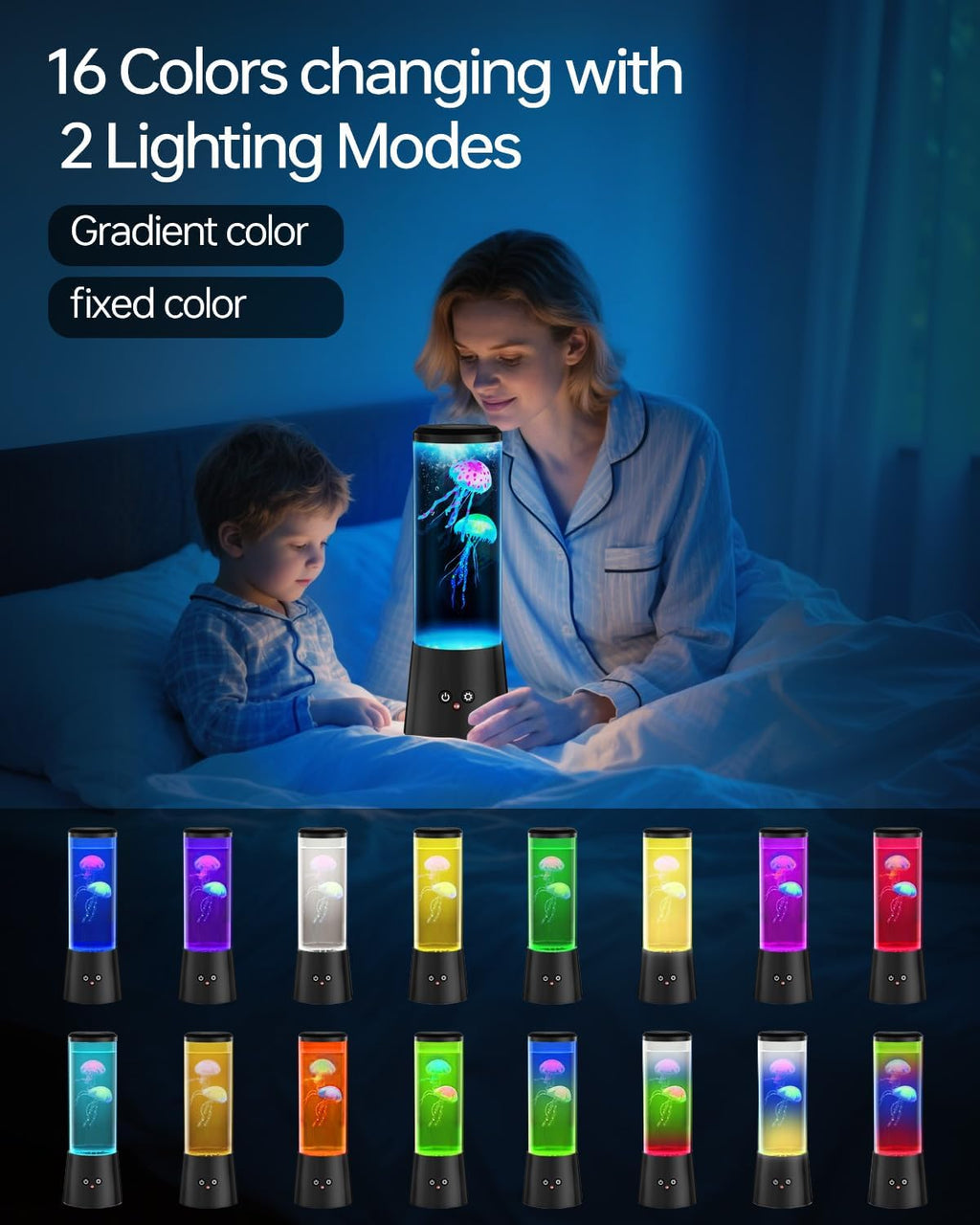 Jellyfish Lamp,LED Fantasy Jellyfish Tank Table Lamp,16 Color Setting Jelly Fish Light,Best Holiday Gift of Adult and Kids,for Home Office Bedroom Decor and Set The Mood