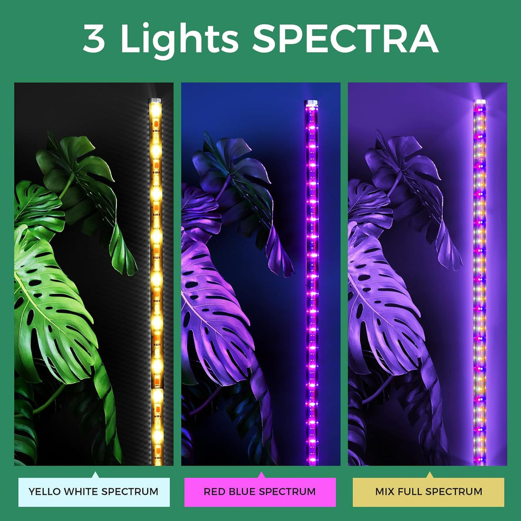 Grow Lights for Indoor Plants, 192 LEDs 42W Vertical Full Spectrum Grow Light 65 Inch Standing Grow Lights with Timer 3 Light Modes 5-Level Dimmable Wide Coverage