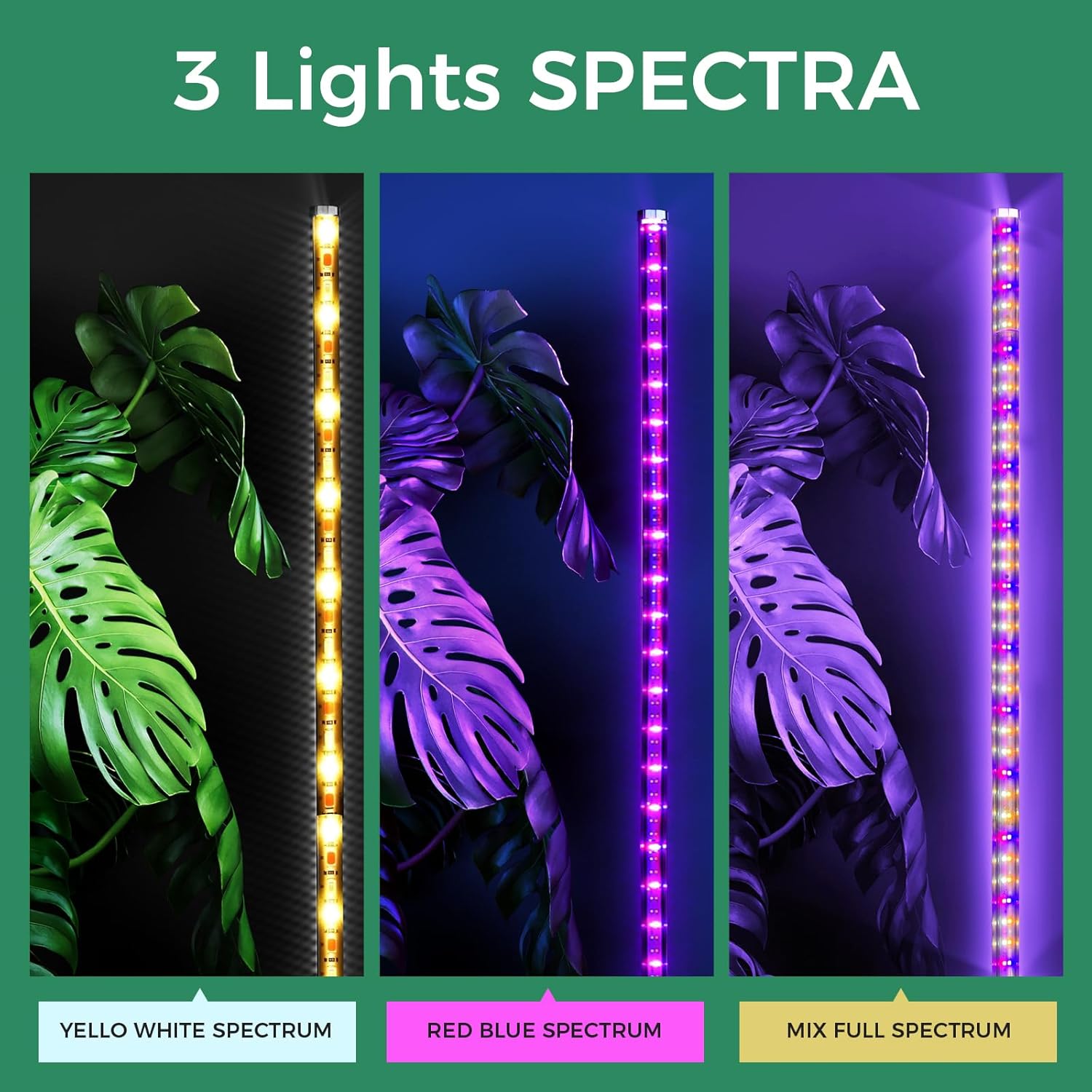 Grow Lights for Indoor Plants, 192 LEDs 42W Vertical Full Spectrum Grow Light 65 Inch Standing Grow Lights with Timer 3 Light Modes 5-Level Dimmable Wide Coverage