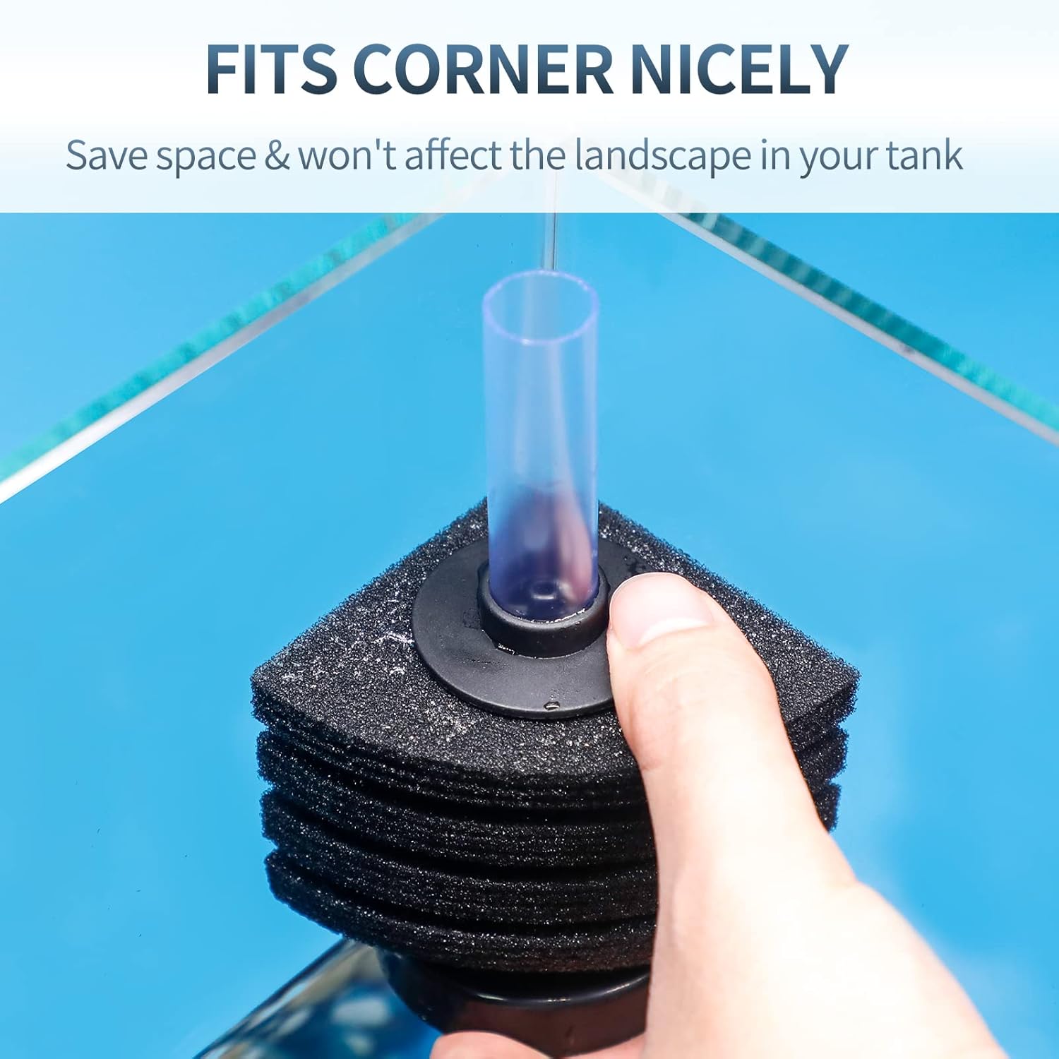 Pawfly Corner Sponge Filter Nano Quiet Betta Fry Shrimp and Small Fish Bio Foam Filter for Tiny Aquariums and Fish Tanks up to 10 Gallons (Air Pump Not Included)