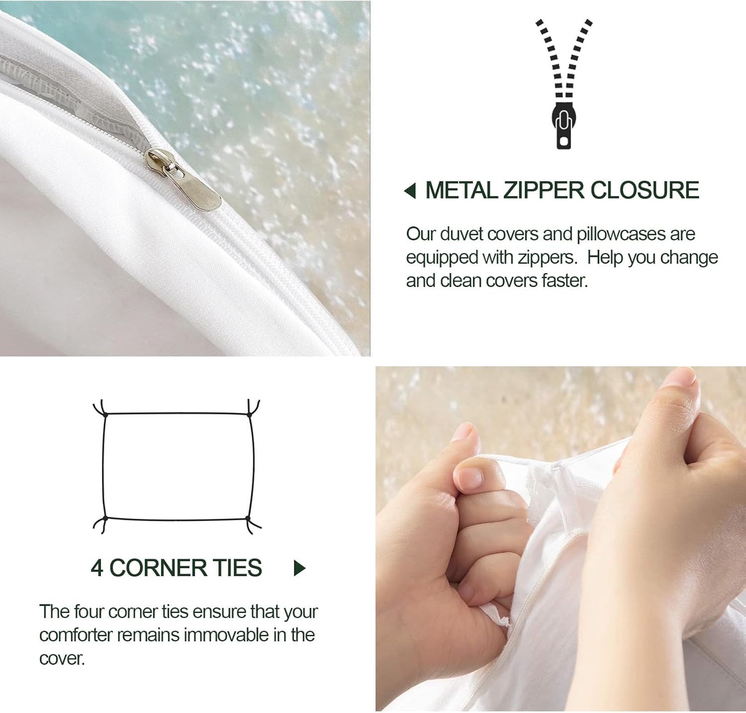 Sea Waves Duvet Cover Twin Ocean Beach Waves Splash Bedding Set 2 Piece for Kids Bedroom Coastal Sandy Comforter Cover with Zipper Ties & 1 Pillowcases