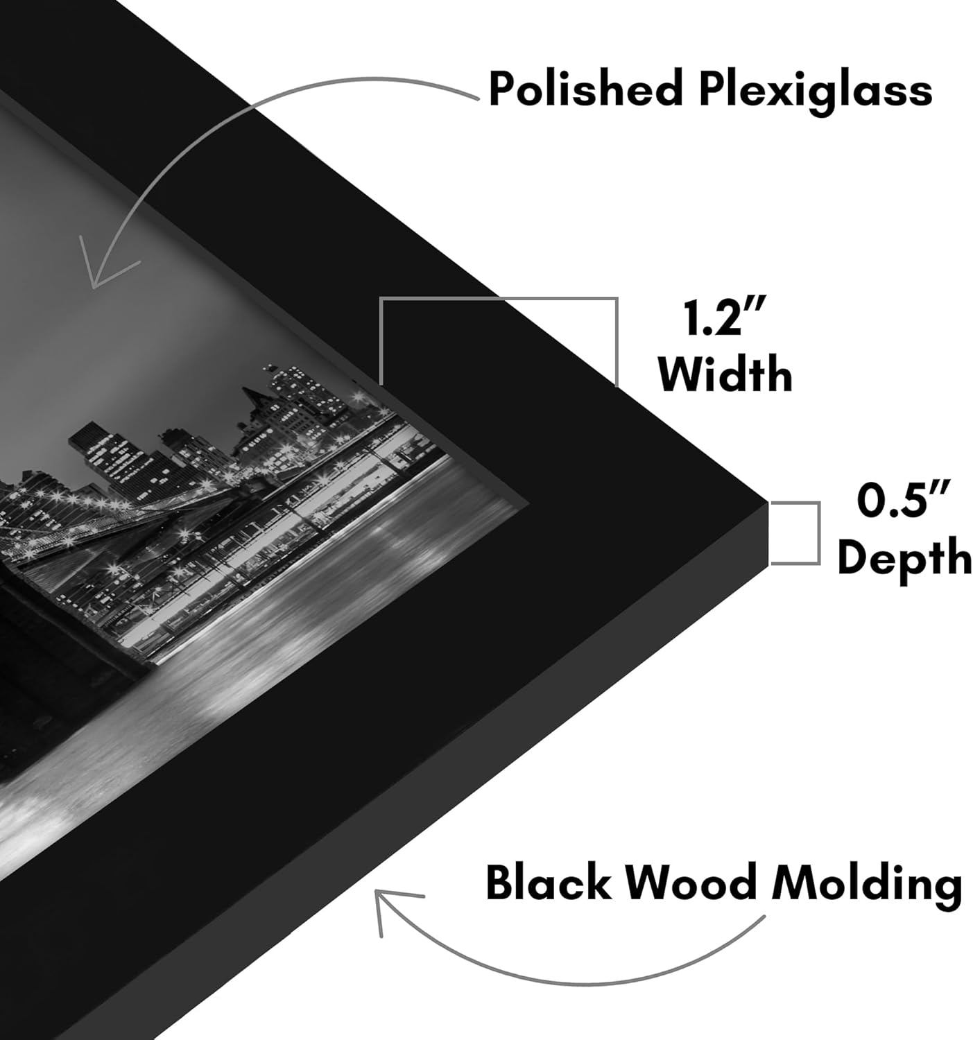Americanflat 20x40 Picture Frame with Polished Plexiglass - Black Picture Frame - Wide Photo Frames Made of Engineered Wood for Vertical or Horizontal Wall Display - Epic Collection - Black