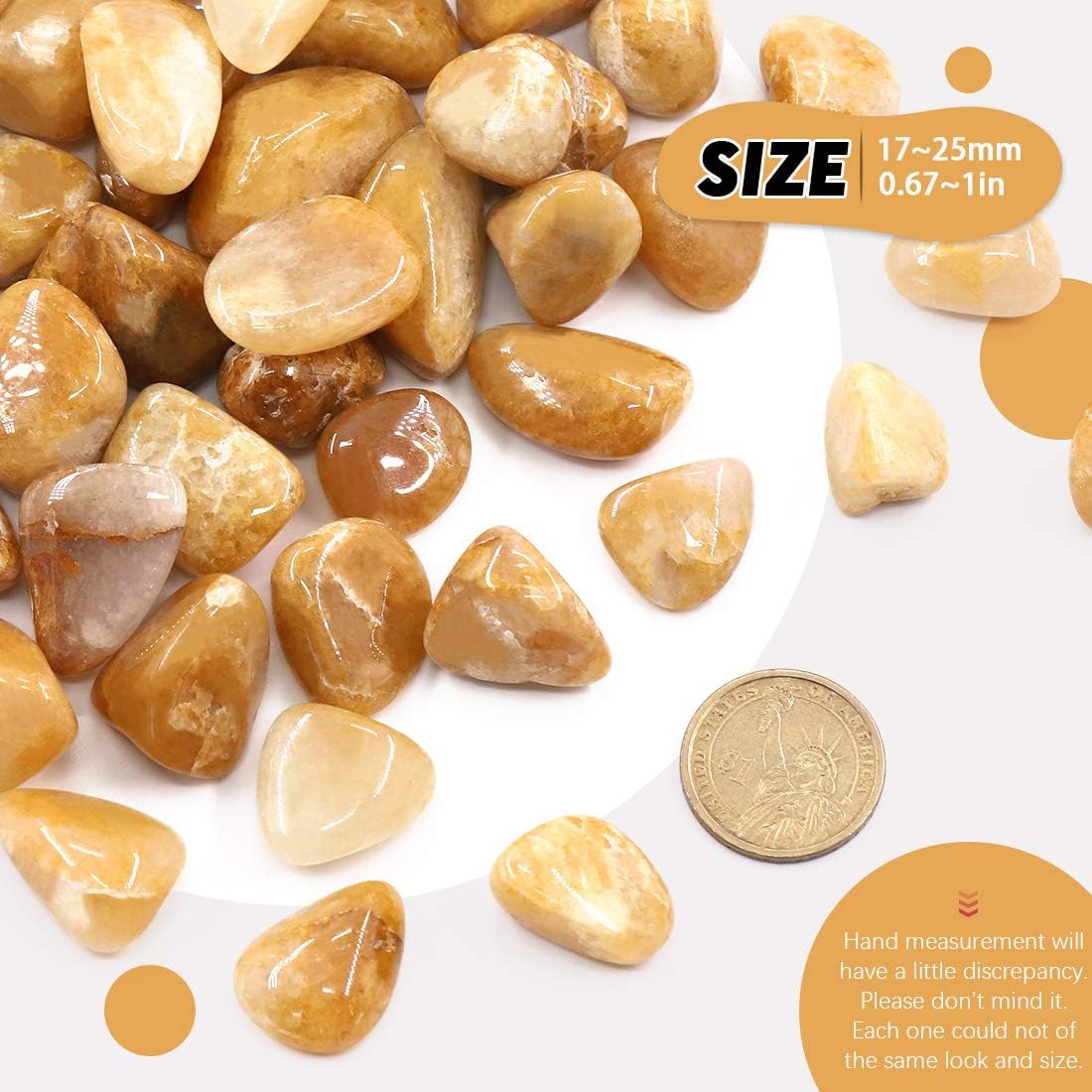 Hilitchi 1lb Bulk Large Natural Tumbled Polished Brazilian Stones Gemstone Healing Crystals Quartz for Wicca, Reiki, and Energy Crystal Healing (Yellow Aventurine About 1lb/450g/16oz/bag)