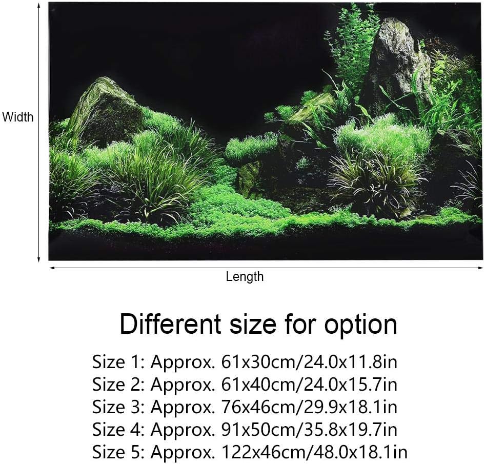 Aquarium Poster - Seafloor Water Grass Background Decoration - 3D PVC Self Adhesive Fish Wallpaper Sticker (48.0 x 18.1in)
