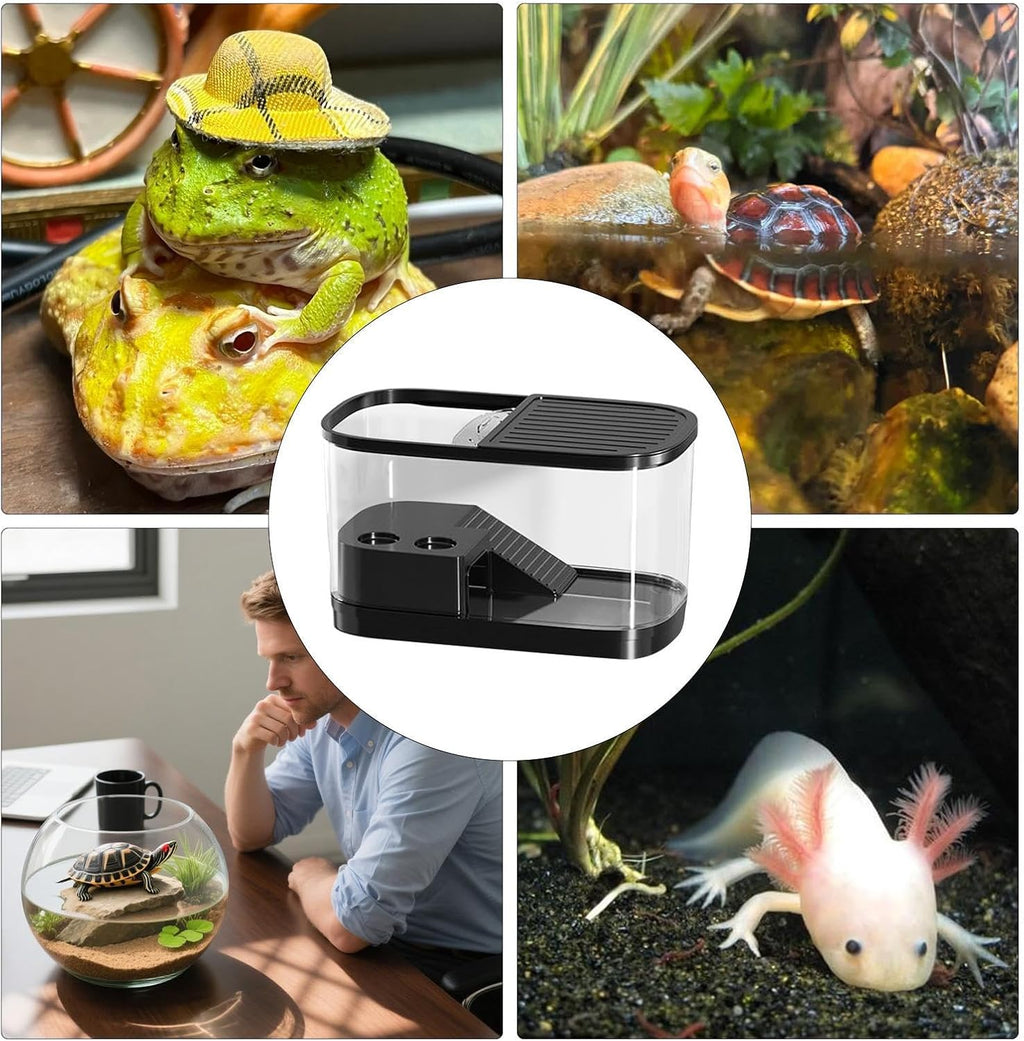 Reptile Terrarium Tank – CrystalClearr Turtle Aquarium, Anti-Escape Pet Enclosure, Sturdy Breeding Habitat Box | Suitable for Frogs, Geckos, Lizards, Snakes, Tortoises, and Other Small Amphibians