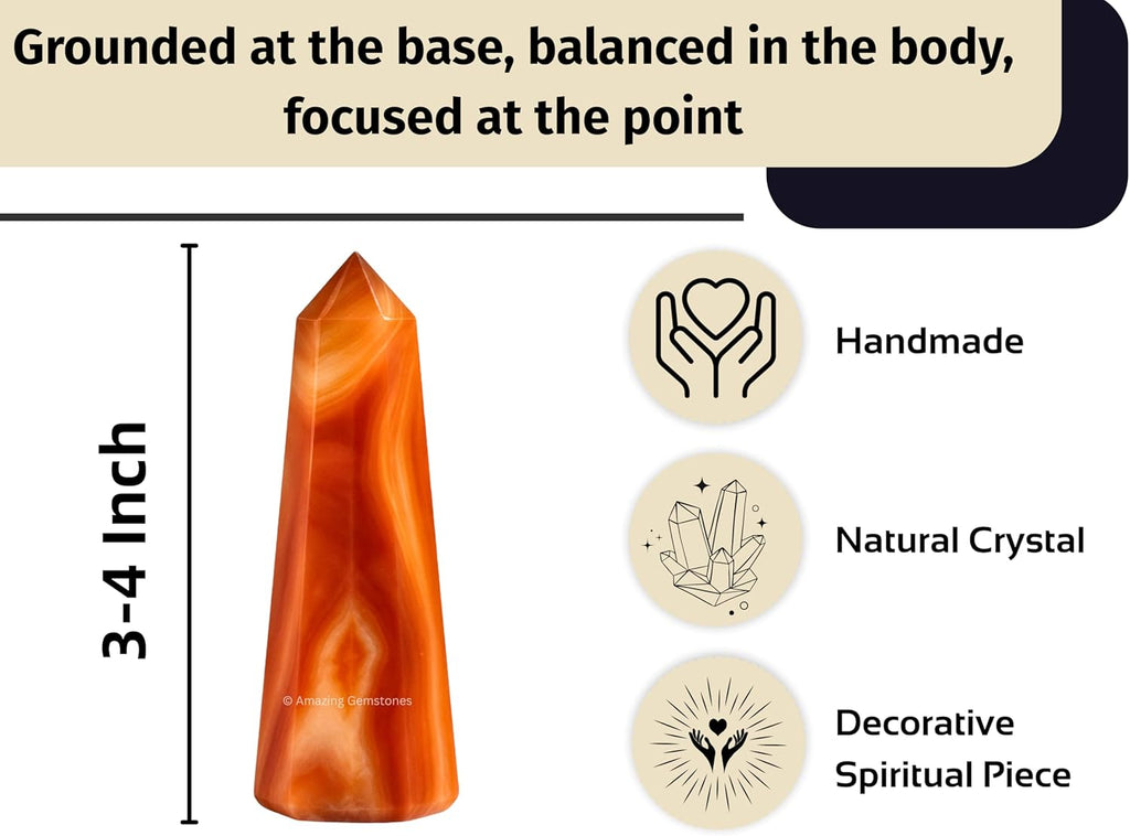 Amazing Gemstone Carnelian Onyx Crystal Towers ~ Natural Healing Crystal Point Obelisk for Reiki Healing and Crystal Grid (2 to 3 INCH)