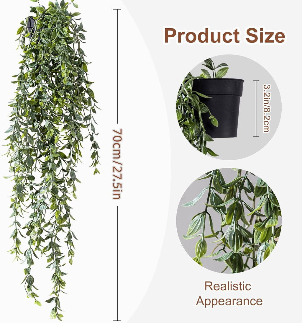 Artificial Hanging Plant 2 Pcs Faux Plant Ivy Vine Faux Eucalyptus Vines Fake Potted Greenery for Wall Living Room Home Shelf Office Bathroom Outdoor Indoor Decor (Type 2)