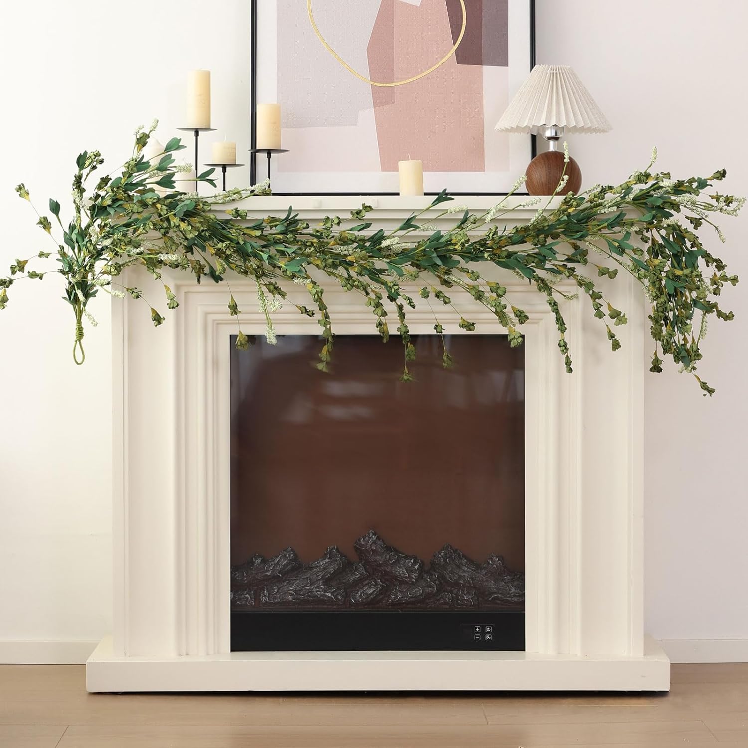 Mizii Fall Garland Artificial Flower Garlands 6 Feet Fake Wildflower Floral Garland Hanging Vines Flowers Decorations for Mantle Table Centerpieces Room Wall Fireplace Wedding Fall Decor (Green)