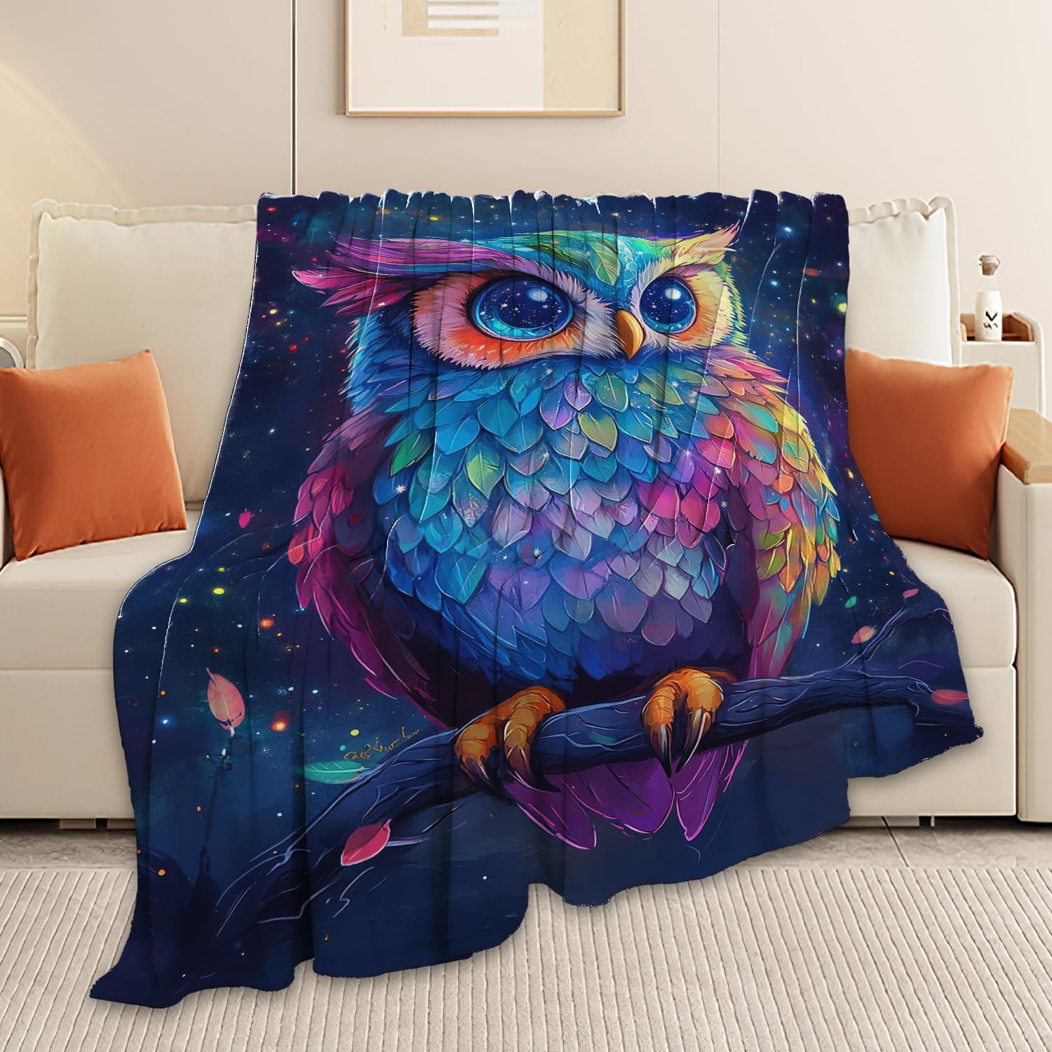 Owl Blanket Cute Owl Throw Blanket Gifts for Women Girls Men Boys Kids Adults Super Soft Cozy Plush Fluffy Fuzzy Fleece Blanket Decor 50''X60''