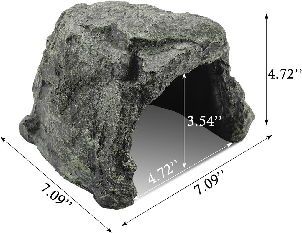 IBWell 7.1 Inch Reptile Hides Resin Tortoise Hideout for Hiding and Basking Aquarium Rock Caves for Snake Bearded Dragon Fish Lizard