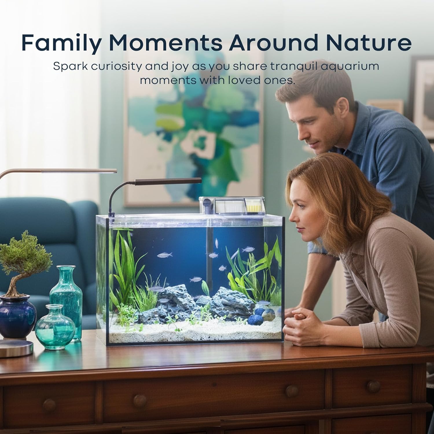 10 Gallon Aquarium Set Glass Fish Tank, with Heater Water Pump Cleaning System Filter with Media Bright Light, Leak-Proof Clear Rimless Betta Tropical Freshwater Fish