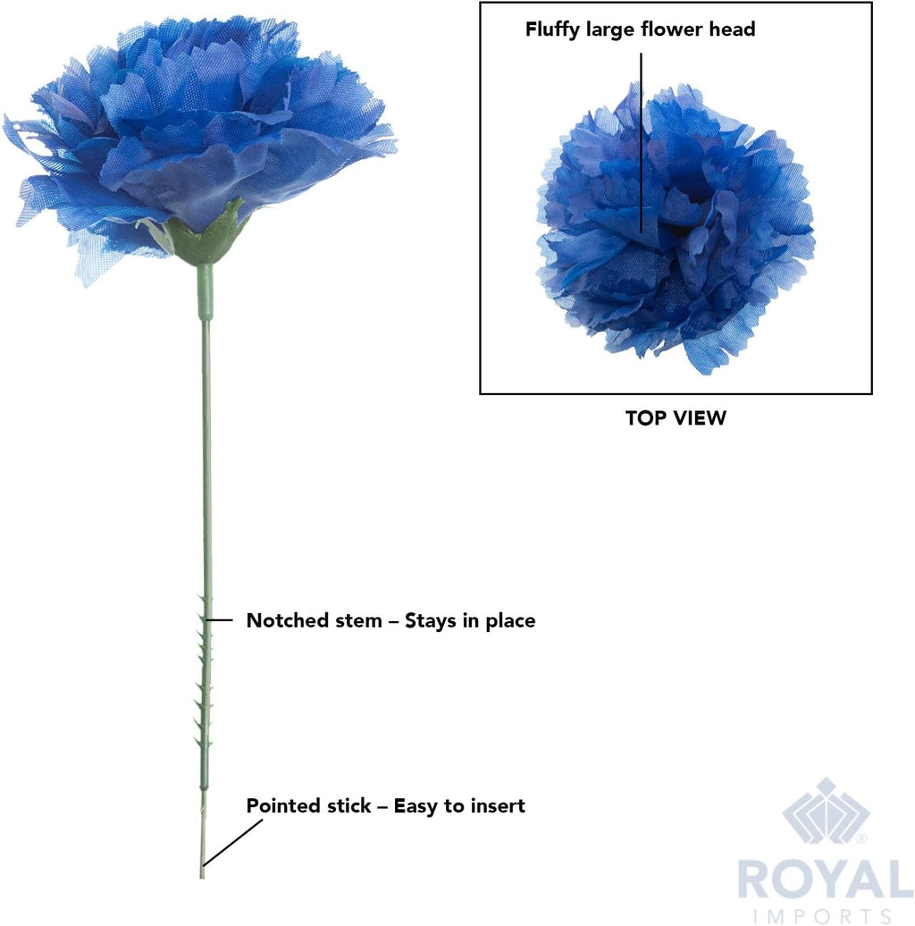 Royal Imports Artificial Carnations, Silk Faux Flowers, for Funeral Arrangements, Wedding Bouquets, Cemetery Wreaths, DIY Crafts - 100 Single 5" Stems - Purple