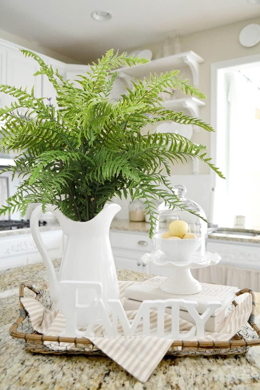 Briful 30" Artificial Boston Fern Plants Bushes Fake Shrubs Bush Greenery Plants Faux Fern Plant Large for Outdoors UV Resistant Garden Plants or Home Office Desk Indoor Decor 6pcs