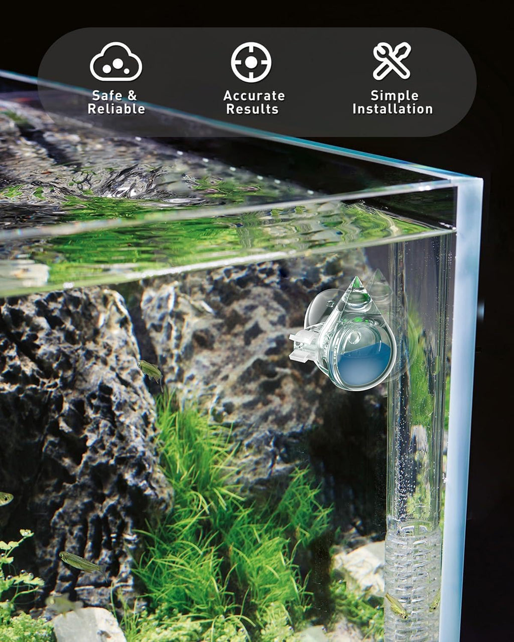 Pawfly Acrylic CO2 Drop Checker for Aquarium, Fish Tank Carbon Dioxide Checker, CO2 Monitor Kit with Solution & Suction Cups, CO2 Detector, Aquarium CO2 Tester, CO2 Indicator for Planted Fish Tank