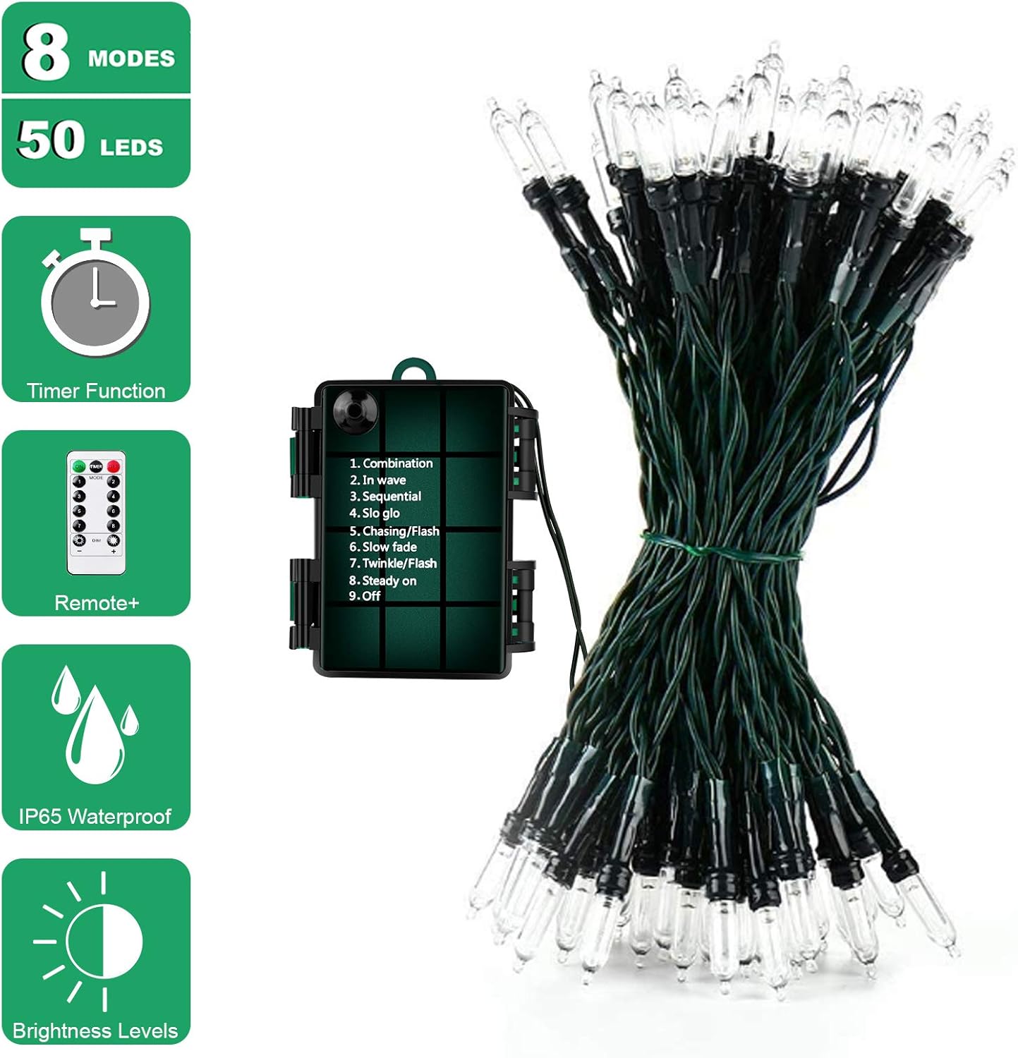 Christmas Lights, Battery Operated String Lights 18ft 50 LED Mini String Lights, Waterproof Lights with Remote Timer 8 Modes, Indoor Outdoor Garden Party Wedding Xmas Tree Decoration, Blue