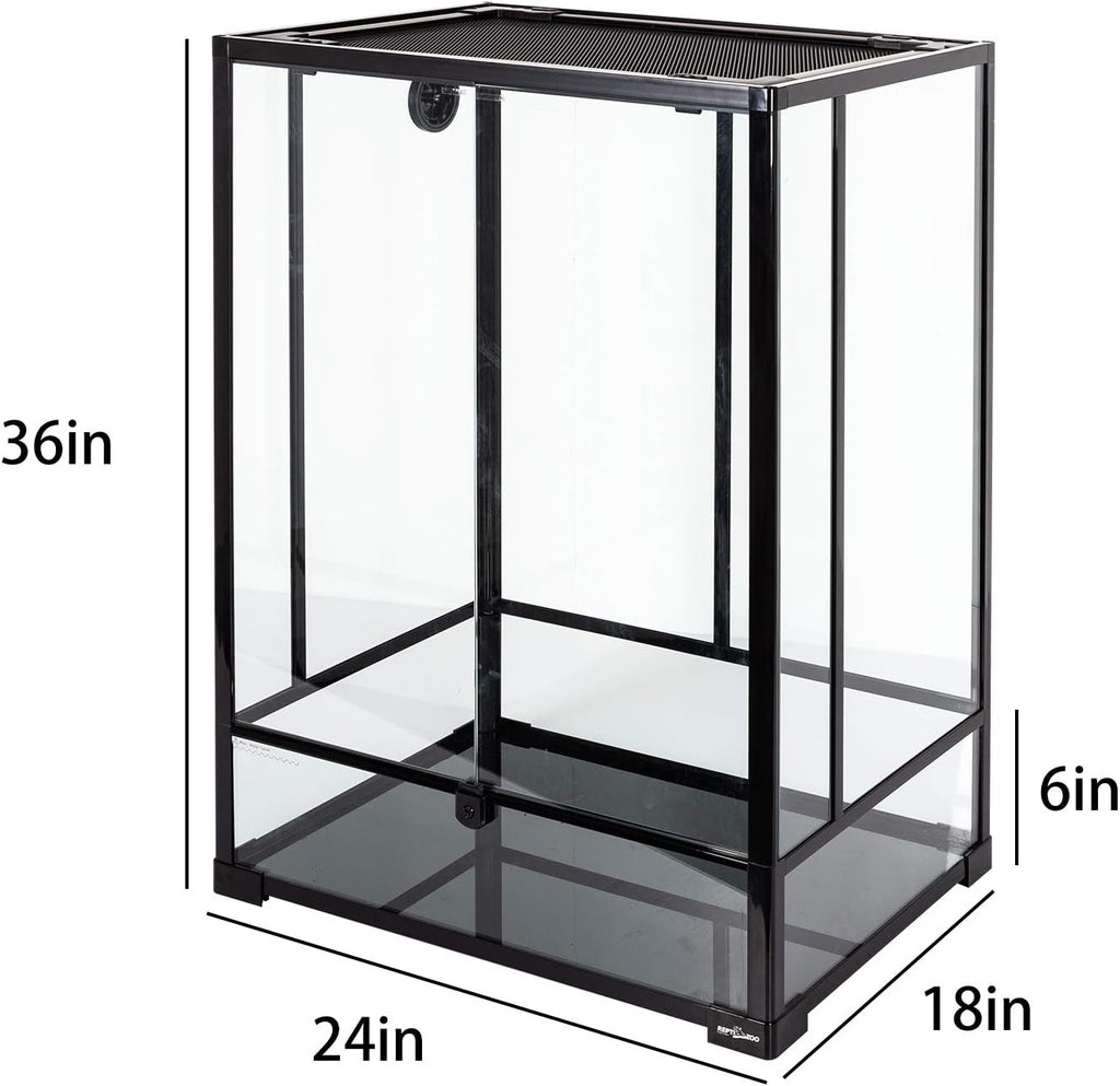 REPTI ZOO 24" x 18" x 36" Reptile Tall Glass Terrarium Rainforest Habitat Double Hinge Door with Screen Ventilation 67 Gallon Reptile Terrarium Easy Assembly