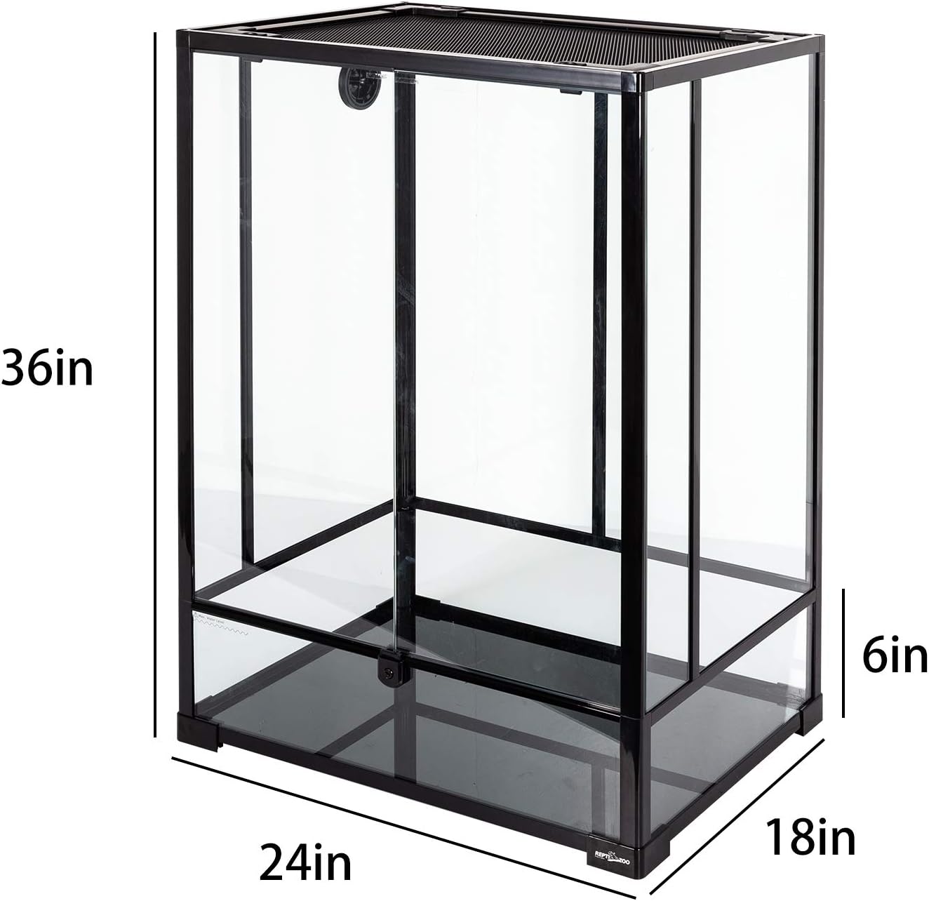 REPTI ZOO 24" x 18" x 36" Reptile Tall Glass Terrarium Rainforest Habitat Double Hinge Door with Screen Ventilation 67 Gallon Reptile Terrarium Easy Assembly