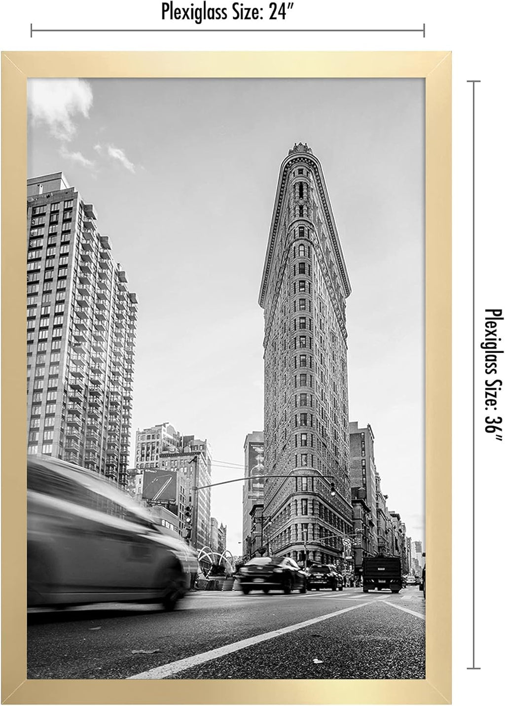 Americanflat 24x36 Poster Frame with Polished Plexiglass - Gold Picture Frame - Wide Photo Frames Made of Engineered Wood for Vertical or Horizontal Wall Display - Epic Collection - Gold