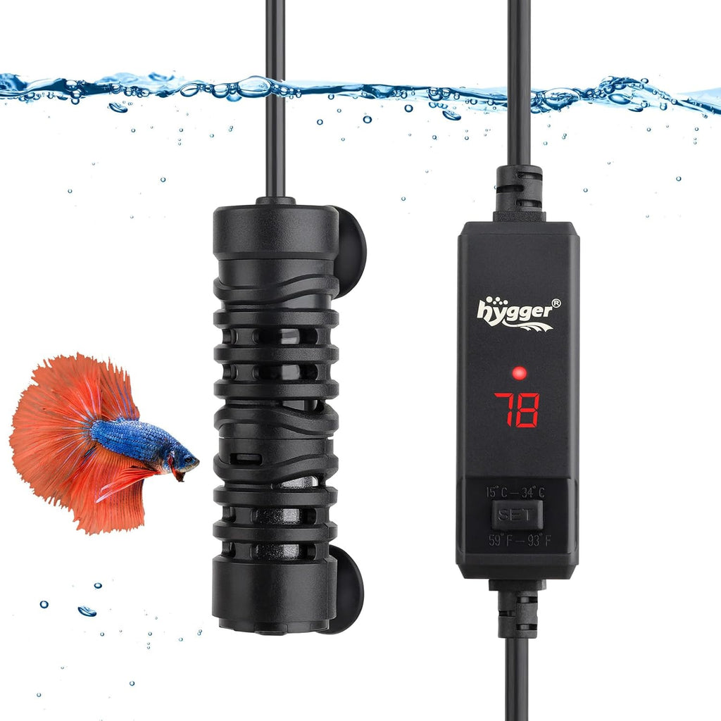 hygger Aquarium Betta Heater,25W/50W/100W/150W/300W/800W Removable Shell Submersible Fish Tank Heater with LED Digital Display,100W Suitable for 8-26 Gallon Freshwater and Saltwater Fish Tank