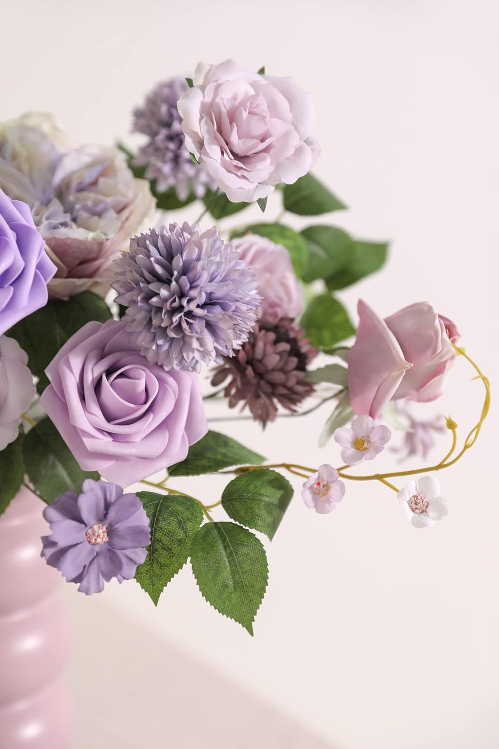 Artificial Flowers Combo Box Set Gradient Color Flower Leaf with Stems for DIY Wedding Bouquets Centerpieces Baby Shower Party Home Decor (Gradient Purple)
