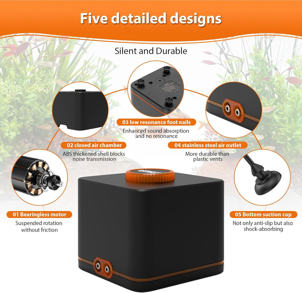 hygger Strong Aquarium Air Pump for Medium Large Fish Tank, Hydroponic Systerm, Household Commercial Use